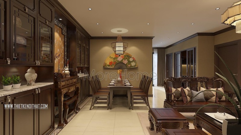 Thiết kế nội thất chung cư Hoàng Quốc Việt phong cách á đông