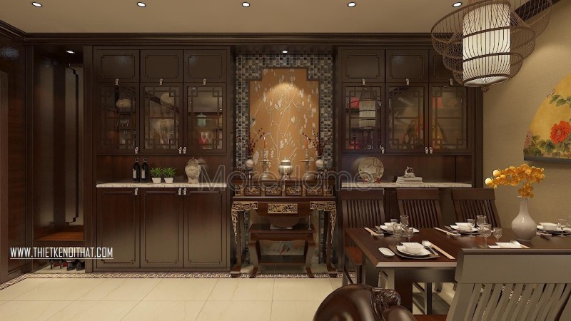Thiết kế nội thất chung cư Hoàng Quốc Việt phong cách á đông