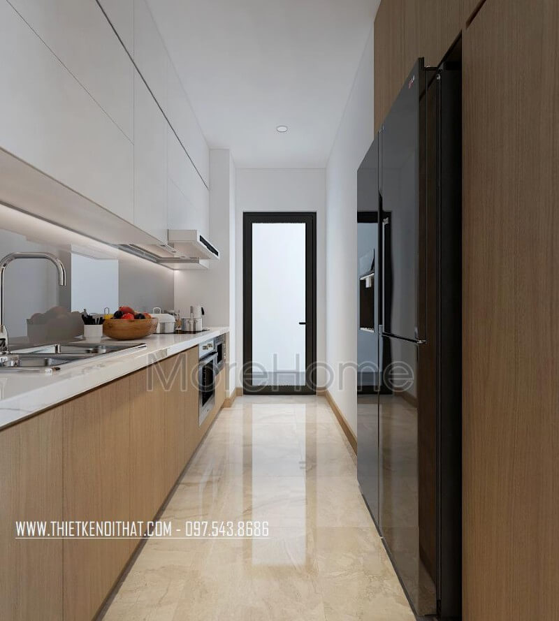 Tủ bếp gỗ công nghiệp thiết kế thông minh, tận dụng không gian chứa đồ cho phòng bếp tủ bếp chung cư