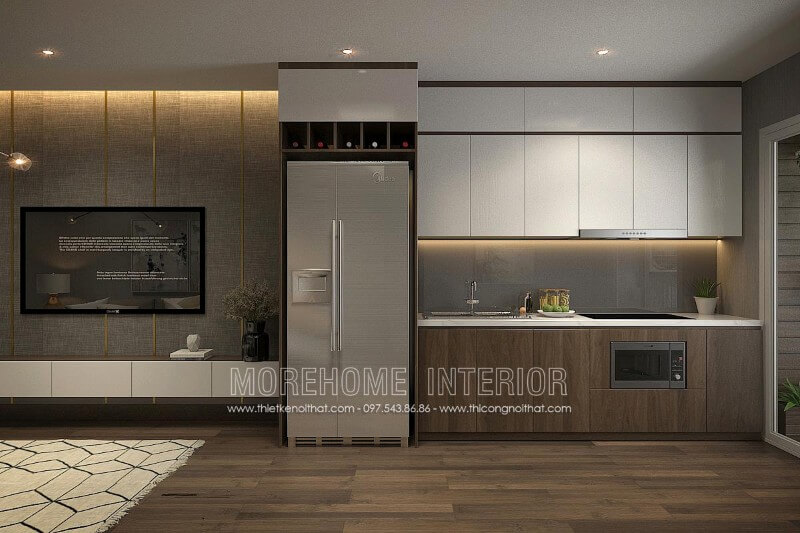 Thiết kế nội thất phòng bếp nhà phố đẹp với tủ bếp sang trọng Thiết kế và sản xuất tủ bếp đẹp