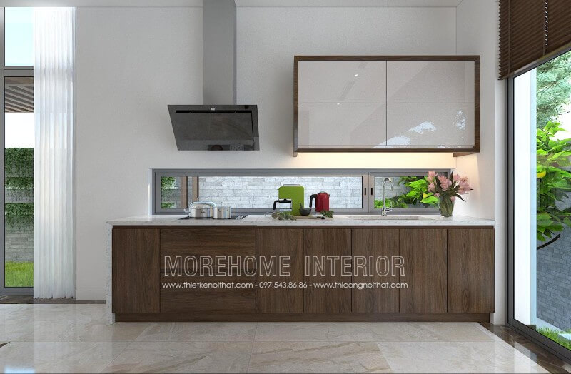 Mẫu tủ bếp đẹp tại biệt thự Imperia Garden Nguyễn Huy Tưởng phong cách hiện đại, trẻ trung Thiết kế và sản xuất tủ bếp đẹp