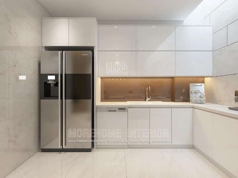 Trang trí nội thất phòng bếp chung cư vơi mẫu tủ bếp phong cách hiện đại và ấn tượng Thiết kế và sản xuất tủ bếp đẹp