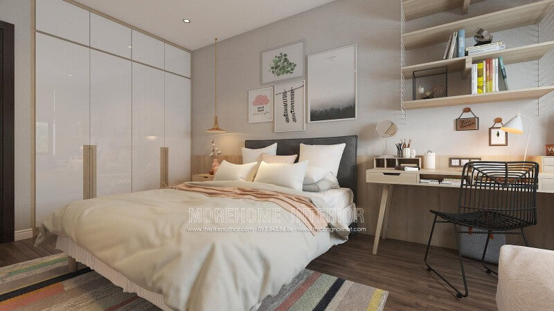 Bộ tranh in canvas 4 bức treo tường độc đáo, sinh động tạo nét trẻ trung, đáng yêu cho phòng ngủ con. Thiết kế nội thất phòng ngủ biệt thự