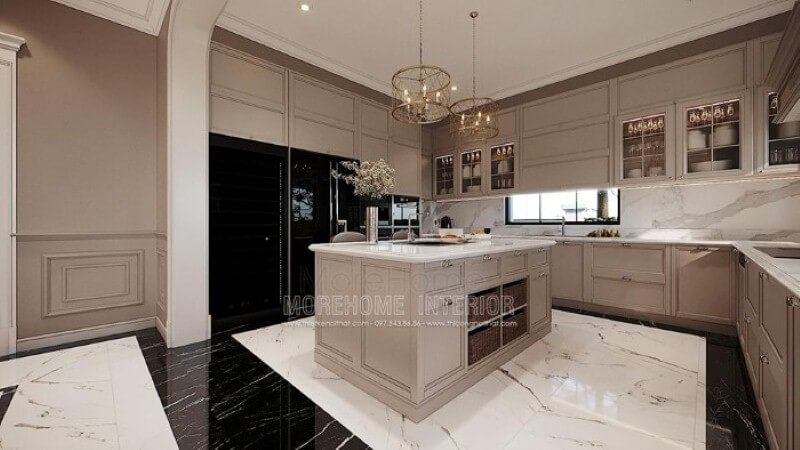 Đá lát nền, đá ốp phòng bếp đẹp, sang trọng cho phòng bếp nhà phố, biệt thự. Thiết kế phòng bếp, tủ bếp đẹp