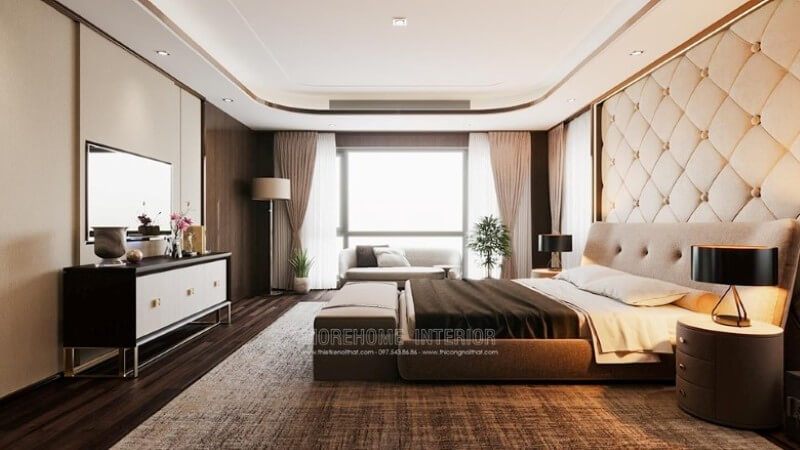 Giường ngủ bọc vải màu xám tinh tế mang đến vẻ đẹp có hồn cho không gian phòng ngủ của bạn