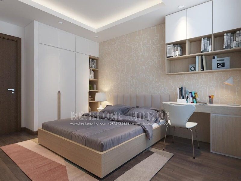 Tủ quần áo được làm từ chất liệu gỗ acrylic màu trắng sáng và trẻ trung.